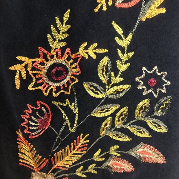 Indigo Moon Womens Size 14 Top and Skirt Outfit Set Black Embroidered Floral NWT - Picture 3 of 12